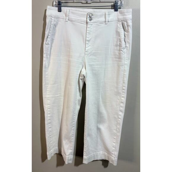 Talbots Flawless High Waist Wide Crop White Jeans Size 12 - Picture 1 of 7